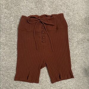 Out from under super high waisted burgundy, light short size small